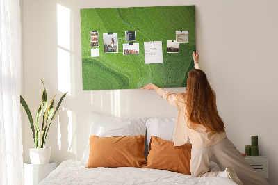 Tableau affichage liège Vagues vertes aux lignes délicates.