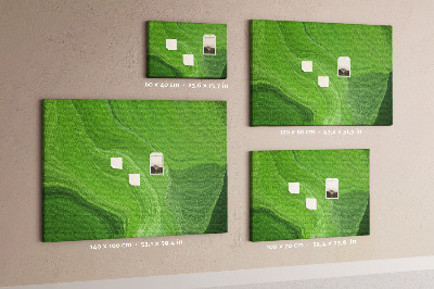 Tableau affichage liège Vagues vertes aux lignes délicates.