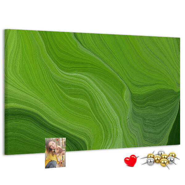 Tableau affichage liège Vagues vertes aux lignes délicates.