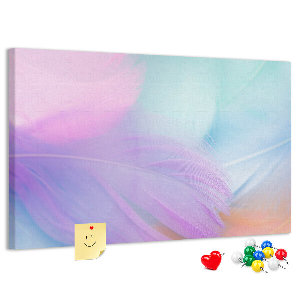 Tableau de liège Plumes délicates aux teintes pastel
