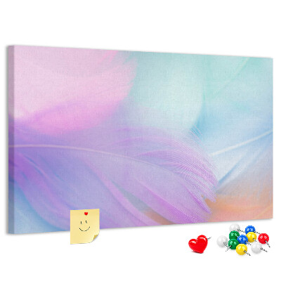 Tableau de liège Plumes délicates aux teintes pastel