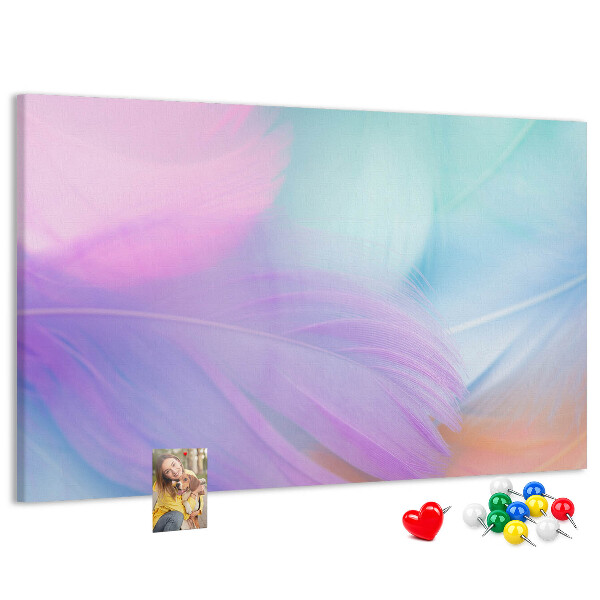 Tableau de liège Plumes délicates aux teintes pastel