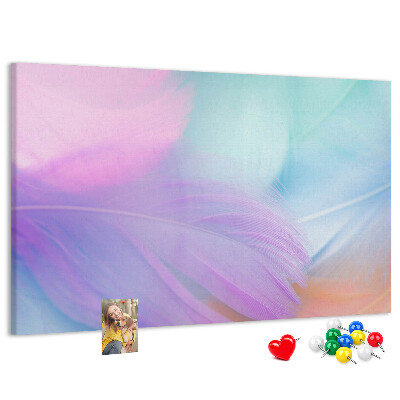 Tableau de liège Plumes délicates aux teintes pastel