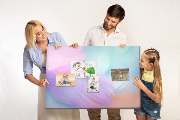 Tableau de liège Plumes délicates aux teintes pastel
