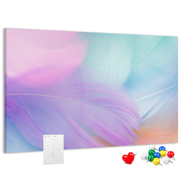 Tableau de liège Plumes délicates aux teintes pastel