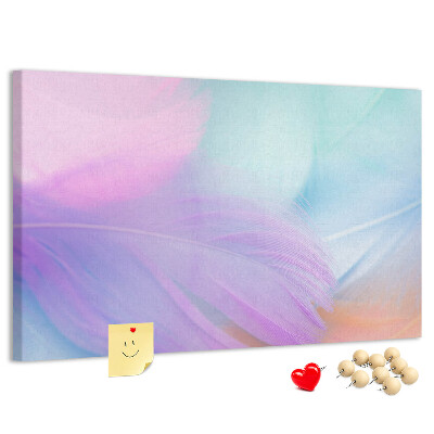 Tableau de liège Plumes délicates aux teintes pastel
