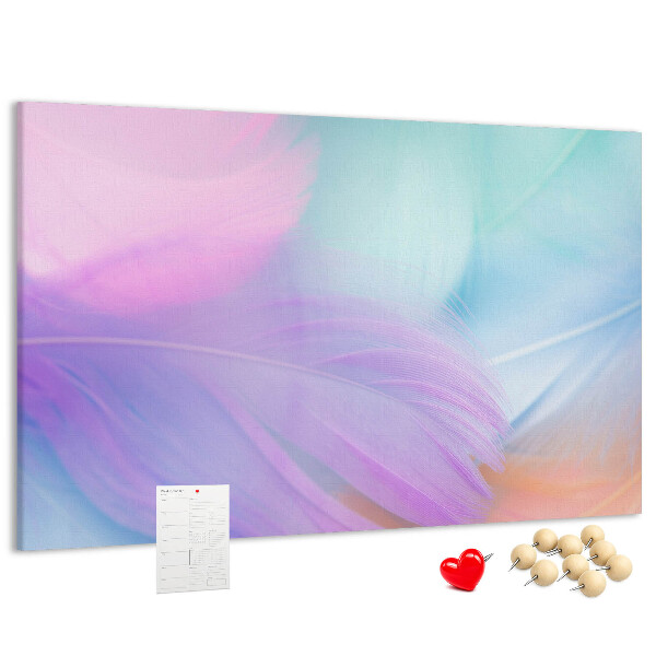 Tableau de liège Plumes délicates aux teintes pastel