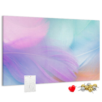 Tableau de liège Plumes délicates aux teintes pastel