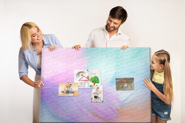Tableau de liège Plumes délicates aux teintes pastel