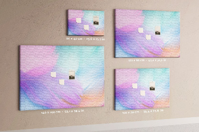 Tableau de liège Plumes délicates aux teintes pastel