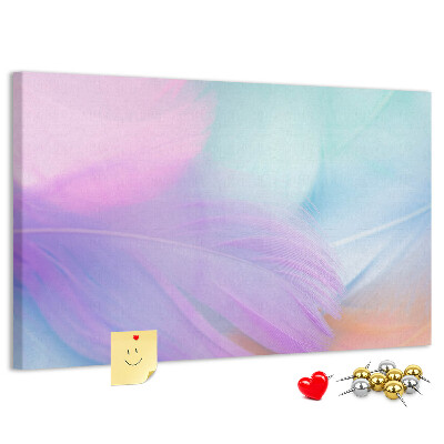 Tableau de liège Plumes délicates aux teintes pastel