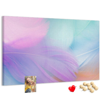 Tableau de liège Plumes délicates aux teintes pastel