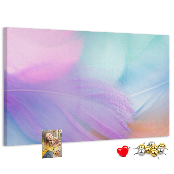 Tableau de liège Plumes délicates aux teintes pastel