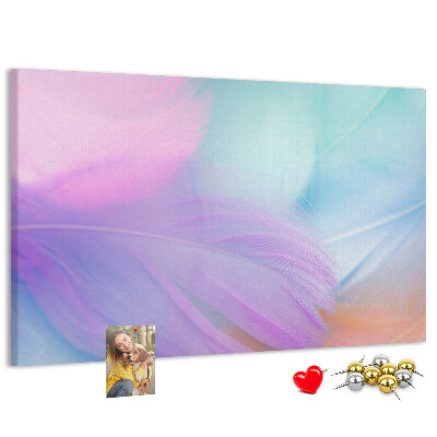 Tableau de liège Plumes délicates aux teintes pastel