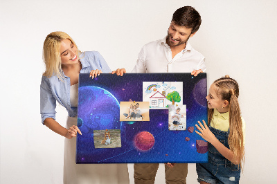 Tableau en liège Paysage spatial avec planètes et astéroïdes