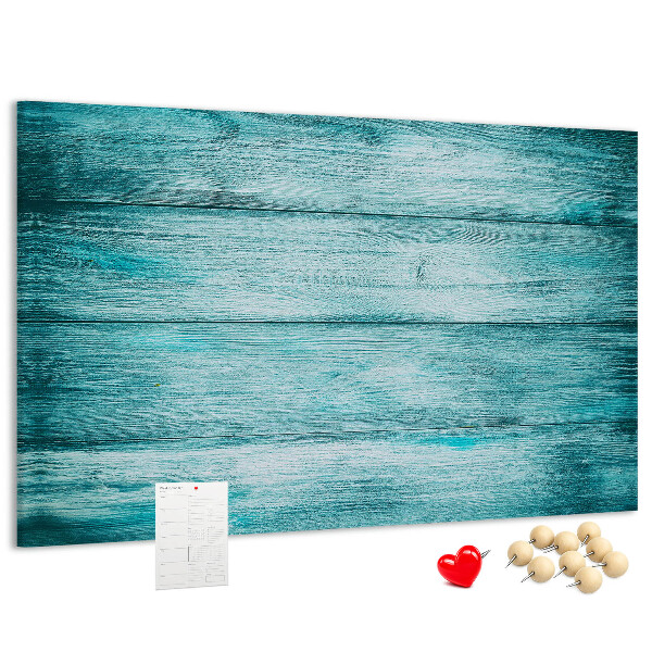 Tableau affichage liège Planches de bois vertes et bleues en arrière-plan