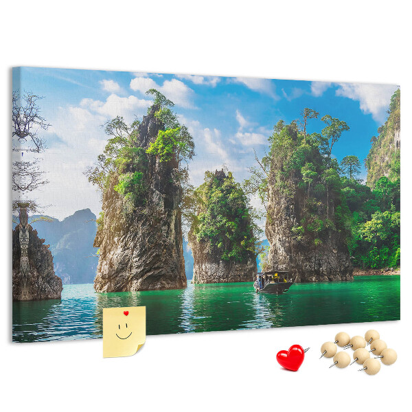 Tableau de liège Rochers pittoresques surplombant une eau turquoise
