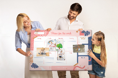 Tableau en liège Un agenda hebdomadaire coloré à motif végétal