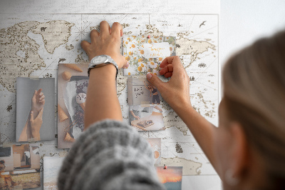 Tableau affichage liège Carte du monde antique avec détails géographiques