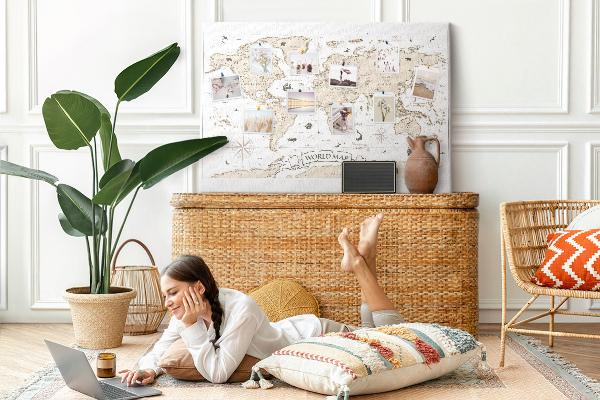 Tableau affichage liège Carte du monde antique avec détails géographiques