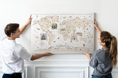 Tableau affichage liège Carte du monde antique avec détails géographiques