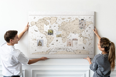 Tableau affichage liège Carte du monde antique avec détails géographiques