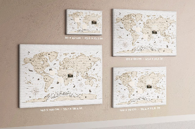 Tableau affichage liège Carte du monde antique avec détails géographiques