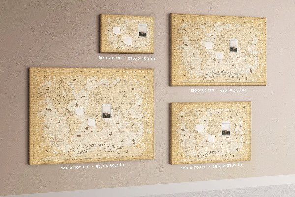 Tableau de liège Carte du monde antique avec détails géographiques