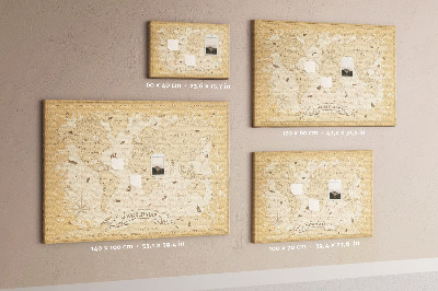 Tableau de liège Carte du monde antique avec détails géographiques