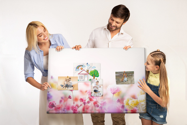 Tableau affichage liège Motif floral aux teintes pastel