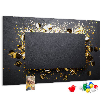 Tableau de liège Confettis dorés sur fond noir