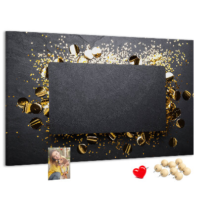 Tableau de liège Confettis dorés sur fond noir
