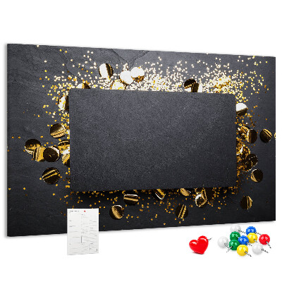 Tableau de liège Confettis dorés sur fond noir
