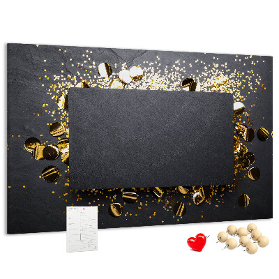 Tableau de liège Confettis dorés sur fond noir
