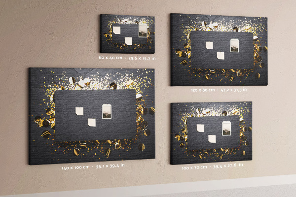 Tableau de liège Confettis dorés sur fond noir