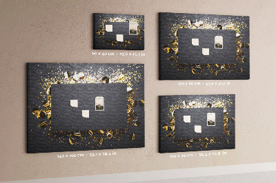 Tableau de liège Confettis dorés sur fond noir