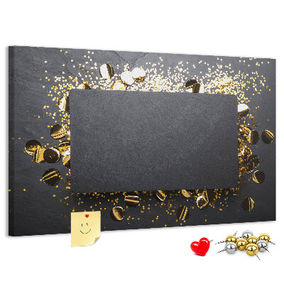 Tableau de liège Confettis dorés sur fond noir