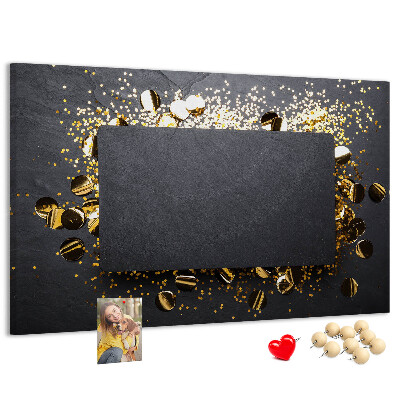 Tableau de liège Confettis dorés sur fond noir