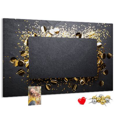 Tableau de liège Confettis dorés sur fond noir