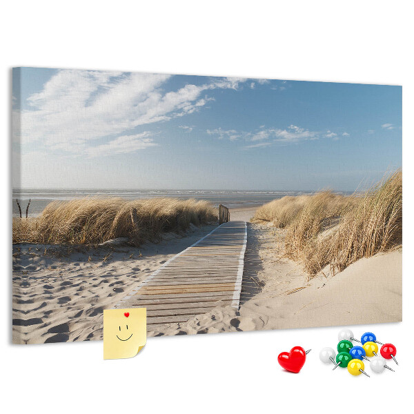 Tableau en liège Une promenade sur la plage sous le soleil d'été