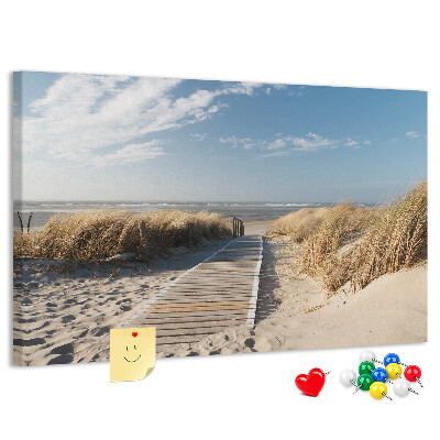 Tableau en liège Une promenade sur la plage sous le soleil d'été