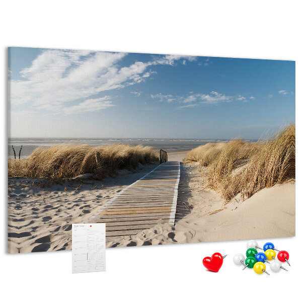 Tableau en liège Une promenade sur la plage sous le soleil d'été