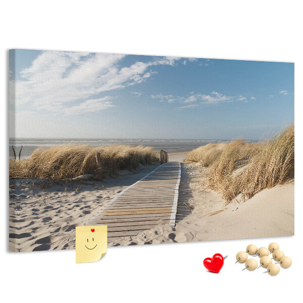 Tableau en liège Une promenade sur la plage sous le soleil d'été