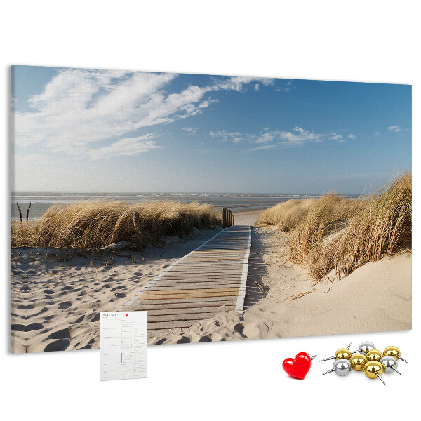 Tableau en liège Une promenade sur la plage sous le soleil d'été