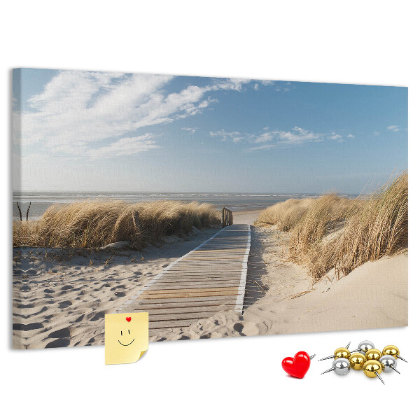 Tableau en liège Une promenade sur la plage sous le soleil d'été