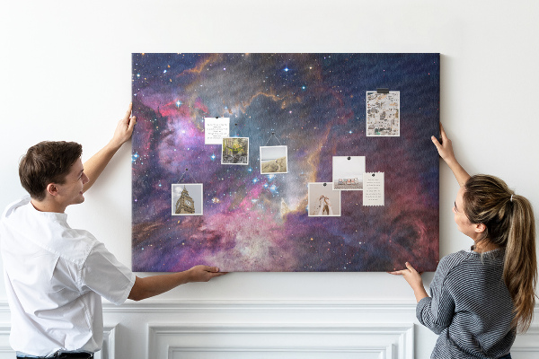 Tableau affichage liège Un paysage spatial avec des étoiles et des nébuleuses