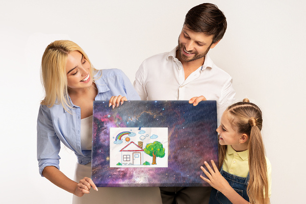 Tableau affichage liège Un paysage spatial avec des étoiles et des nébuleuses