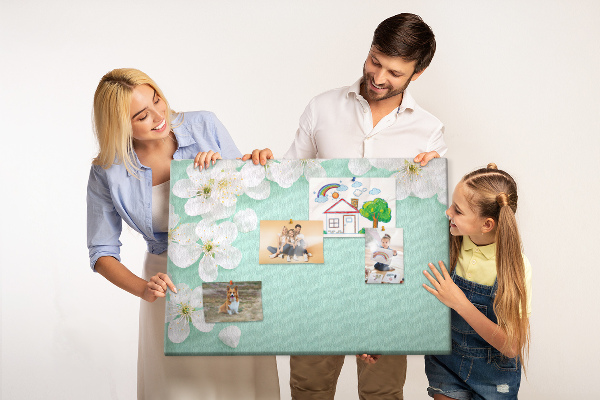 Tableau affichage liège Motifs floraux sur fond pastel