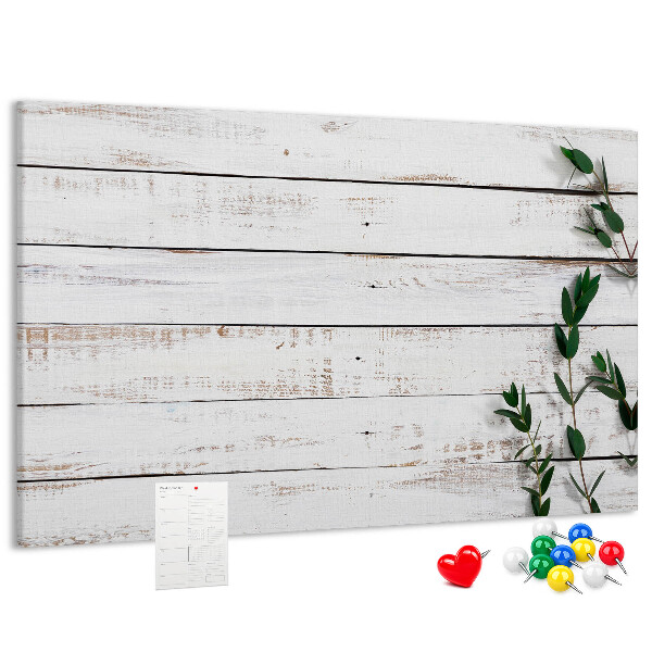 Tableau de liège Bois rustique avec des branches vertes