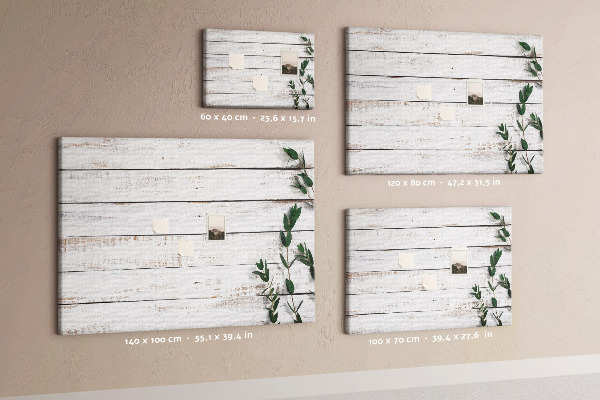 Tableau de liège Bois rustique avec des branches vertes